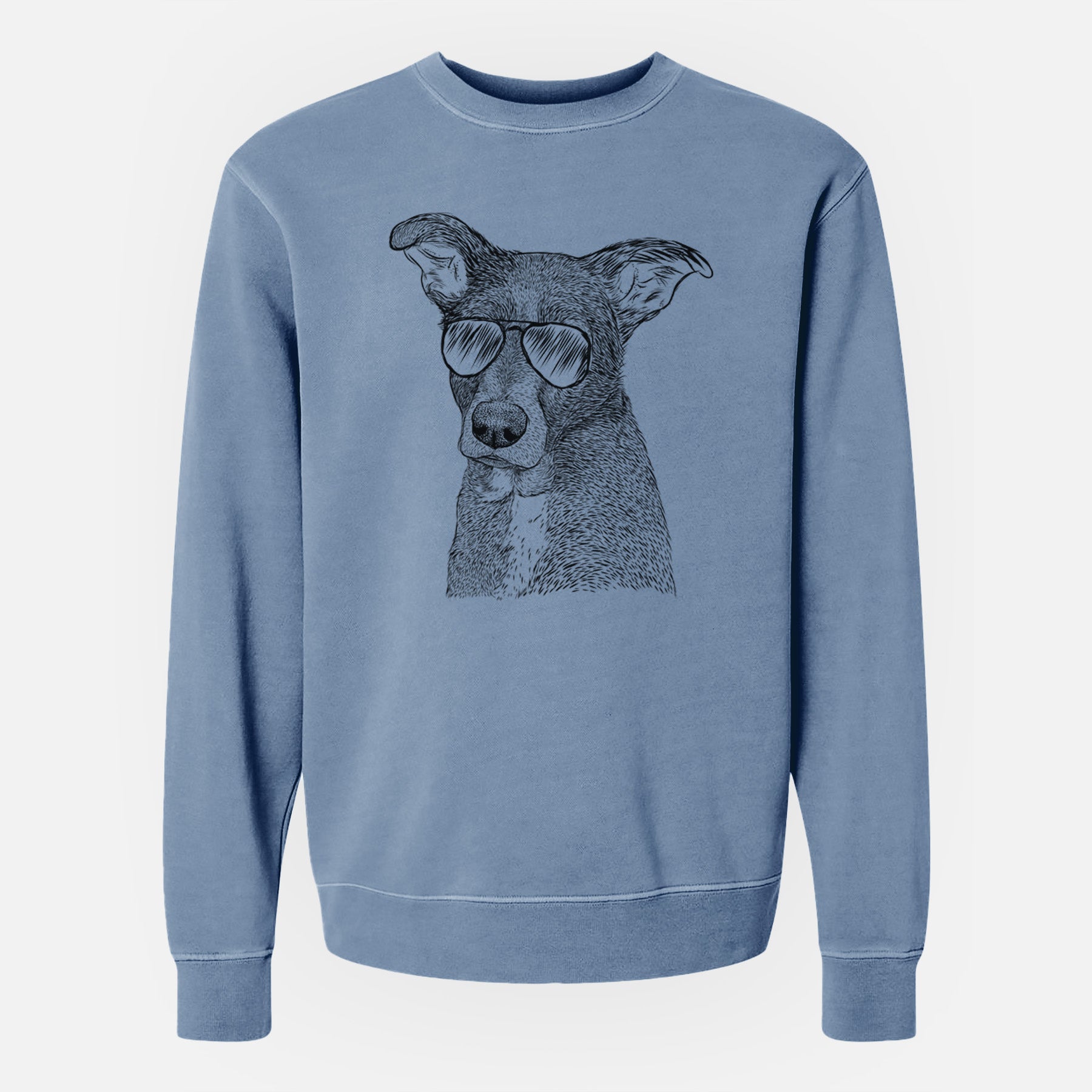 Aviator Wilbur the Shepherd Mix - Unisex Pigment Dyed Crew Sweatshirt