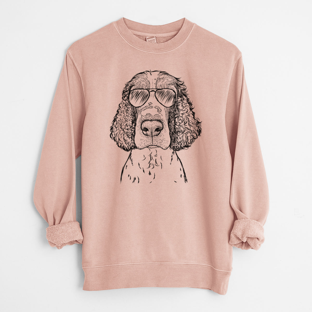 Aviator Wilbur the English Springer Spaniel - Unisex Pigment Dyed Crew Sweatshirt
