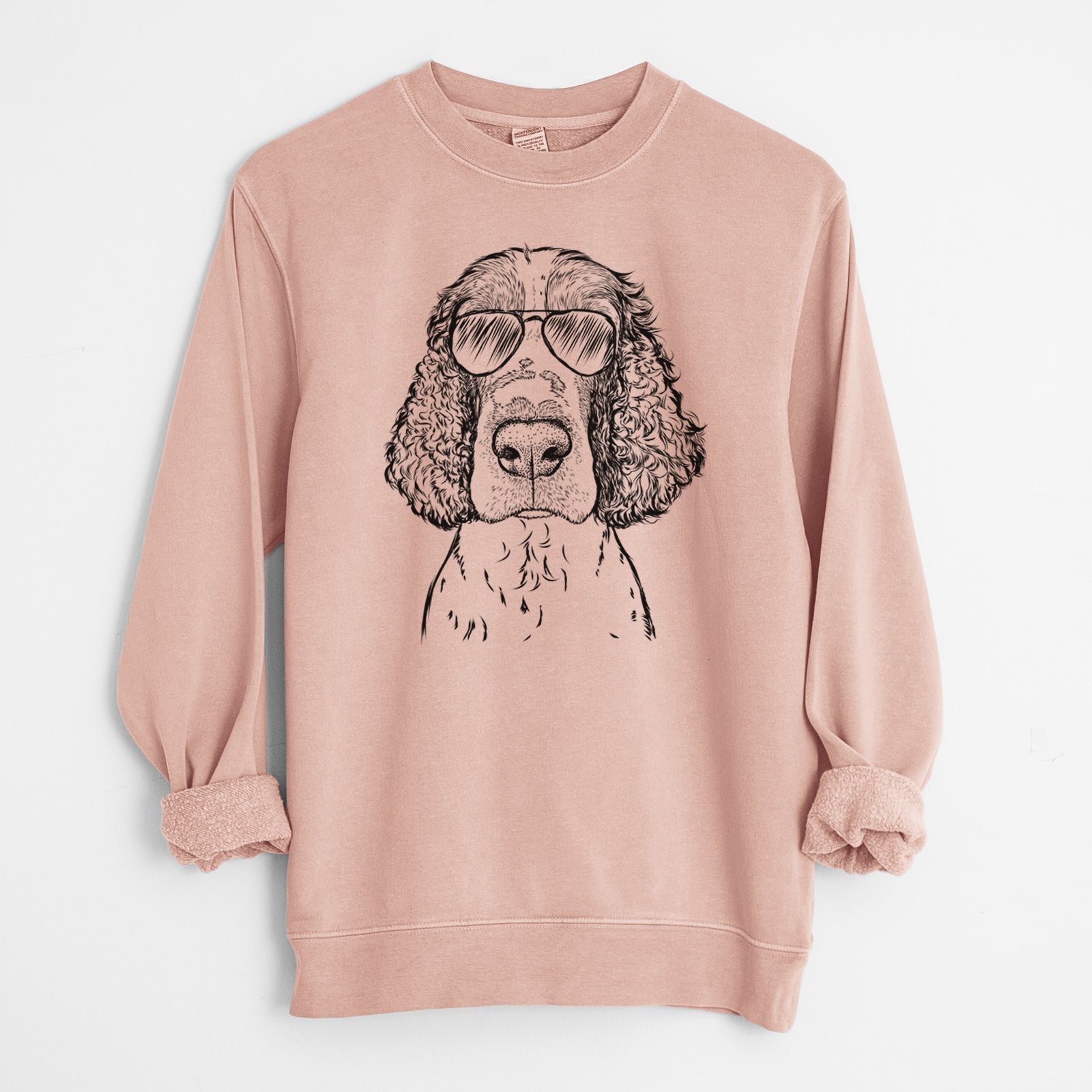 Aviator Wilbur the English Springer Spaniel - Unisex Pigment Dyed Crew Sweatshirt