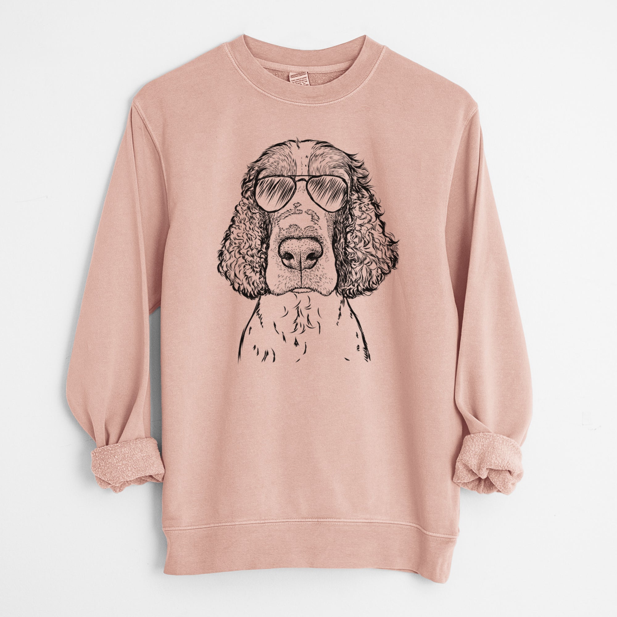 Aviator Wilbur the English Springer Spaniel - Unisex Pigment Dyed Crew Sweatshirt