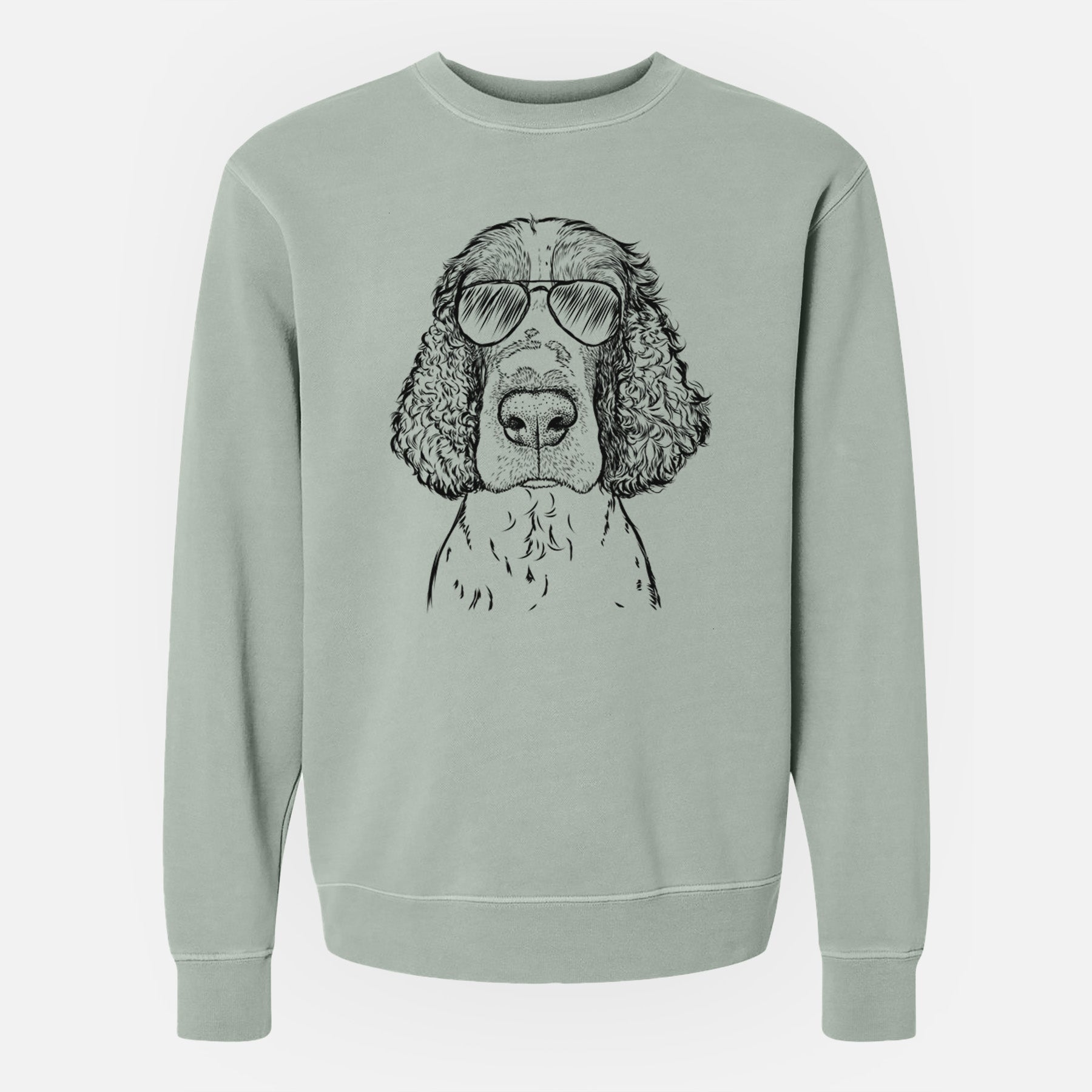 Aviator Wilbur the English Springer Spaniel - Unisex Pigment Dyed Crew Sweatshirt