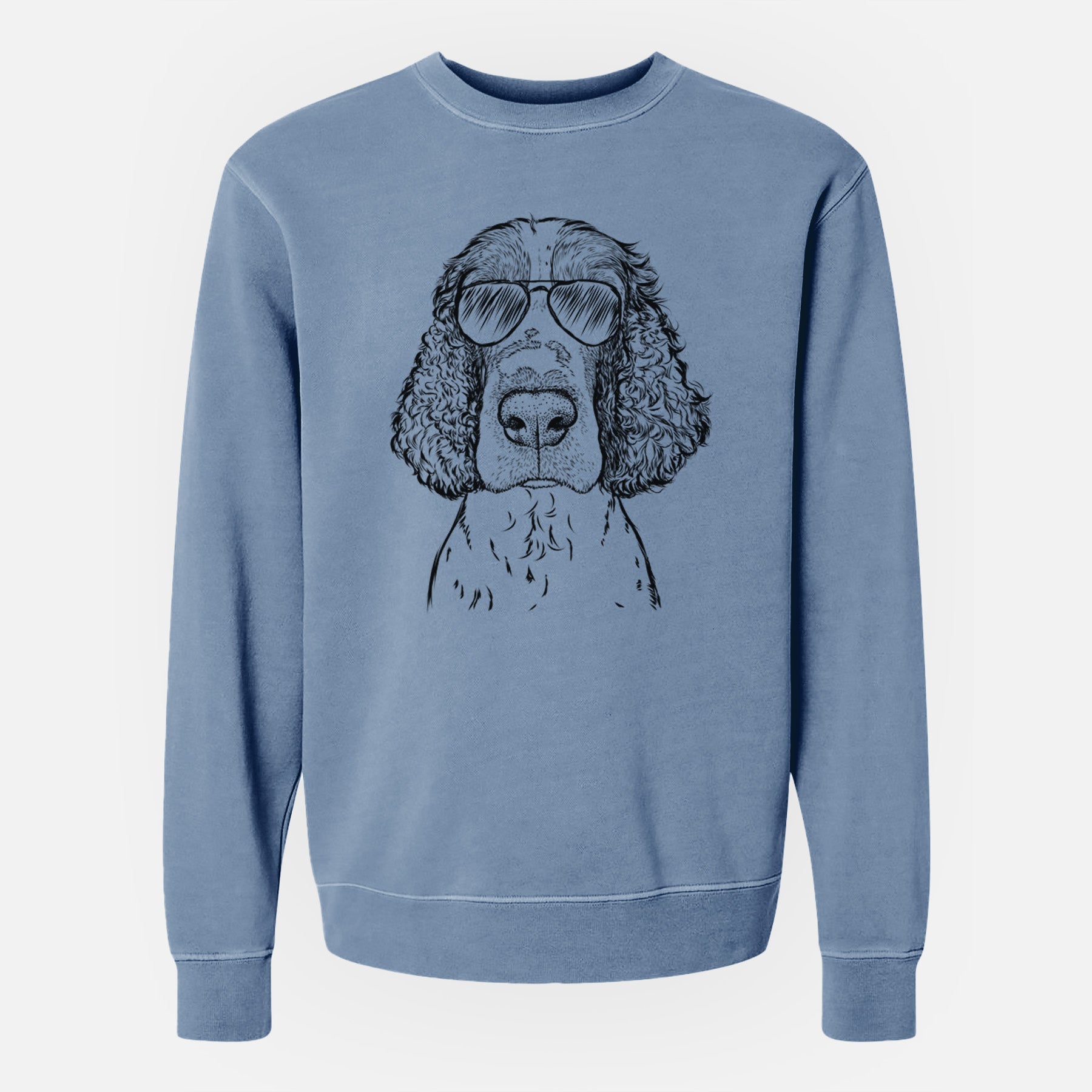 Aviator Wilbur the English Springer Spaniel - Unisex Pigment Dyed Crew Sweatshirt