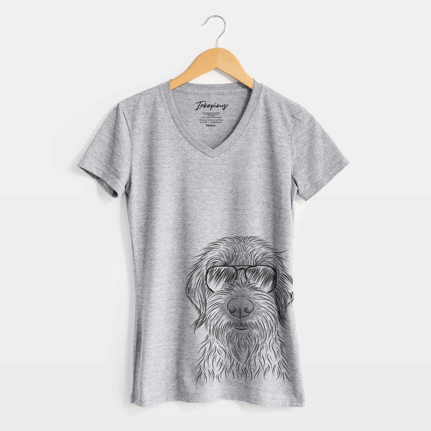 Aviator Wilkins the Wirehaired Pointing Griffon - Women's V-neck Shirt