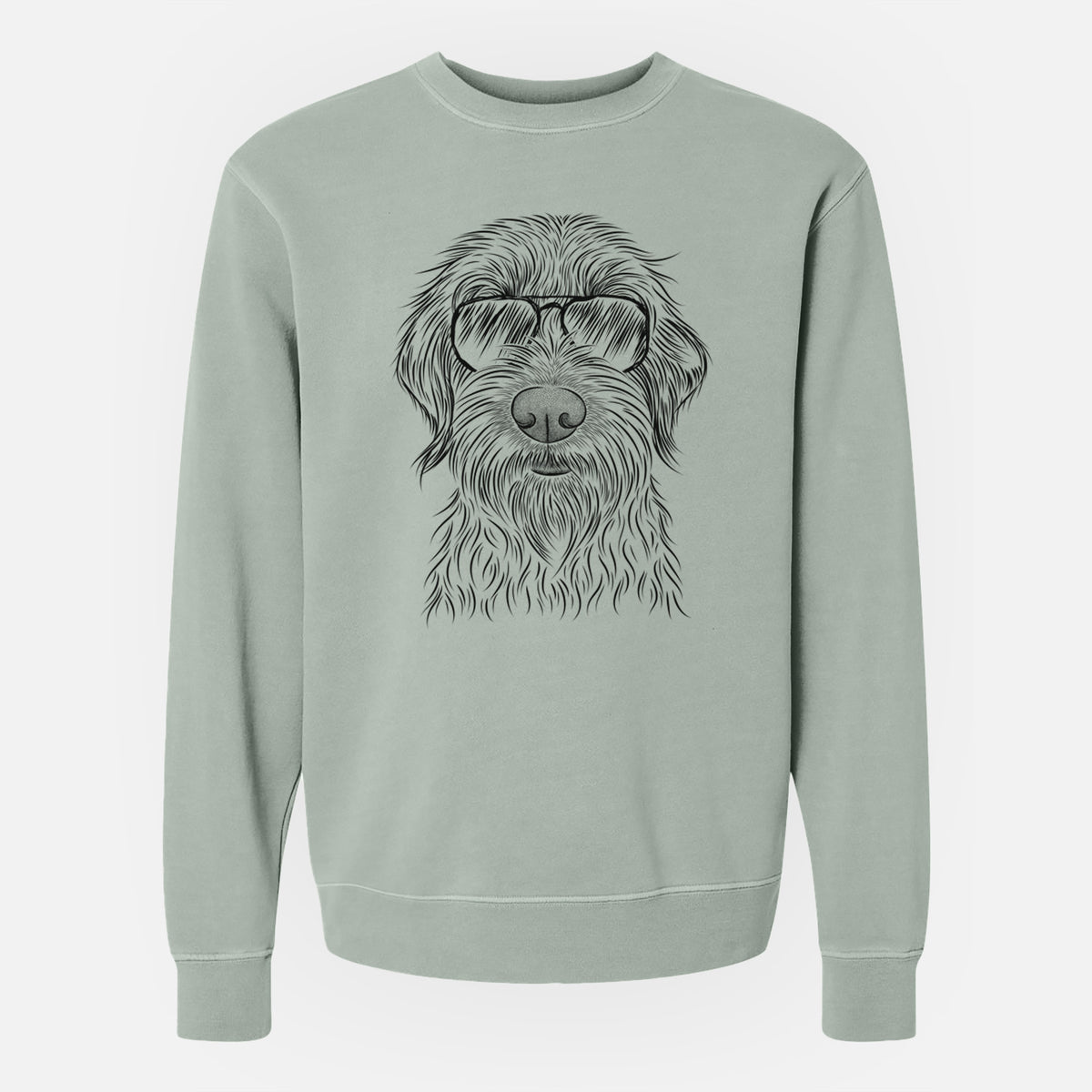 Aviator Wilkins the Wirehaired Pointing Griffon - Unisex Pigment Dyed Crew Sweatshirt