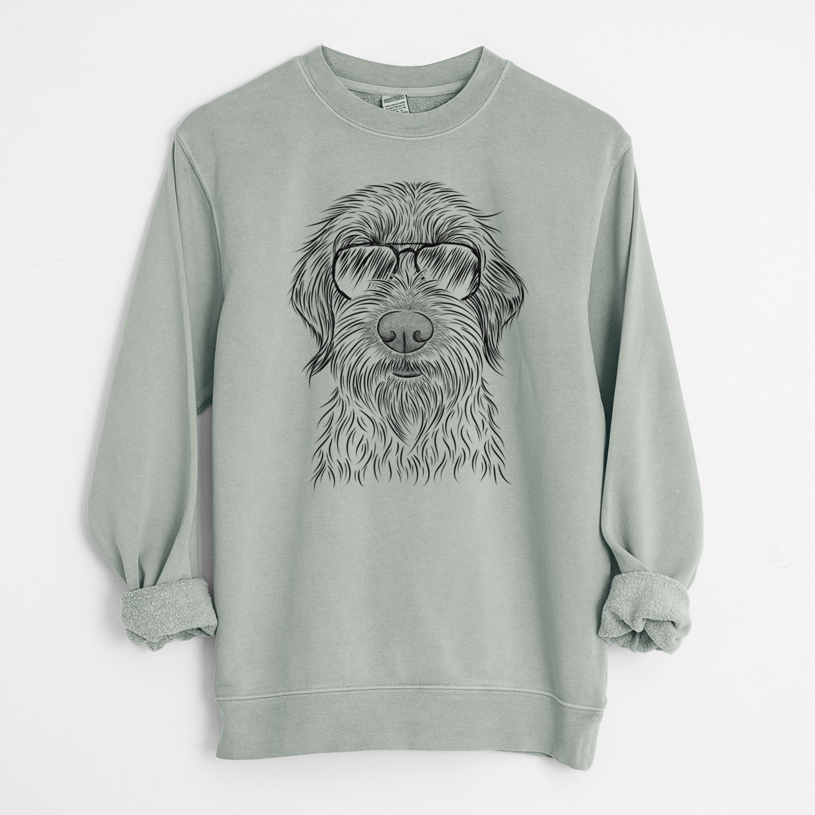 Aviator Wilkins the Wirehaired Pointing Griffon - Unisex Pigment Dyed Crew Sweatshirt