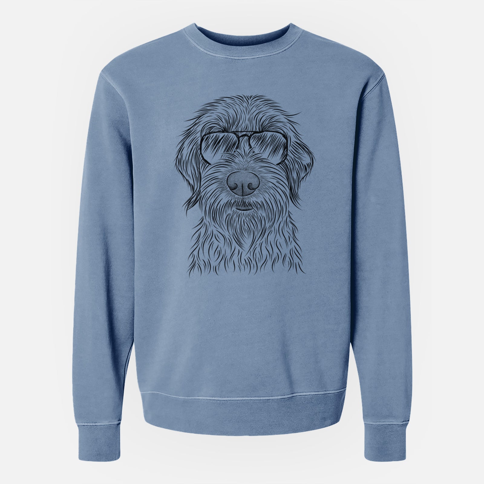 Aviator Wilkins the Wirehaired Pointing Griffon - Unisex Pigment Dyed Crew Sweatshirt