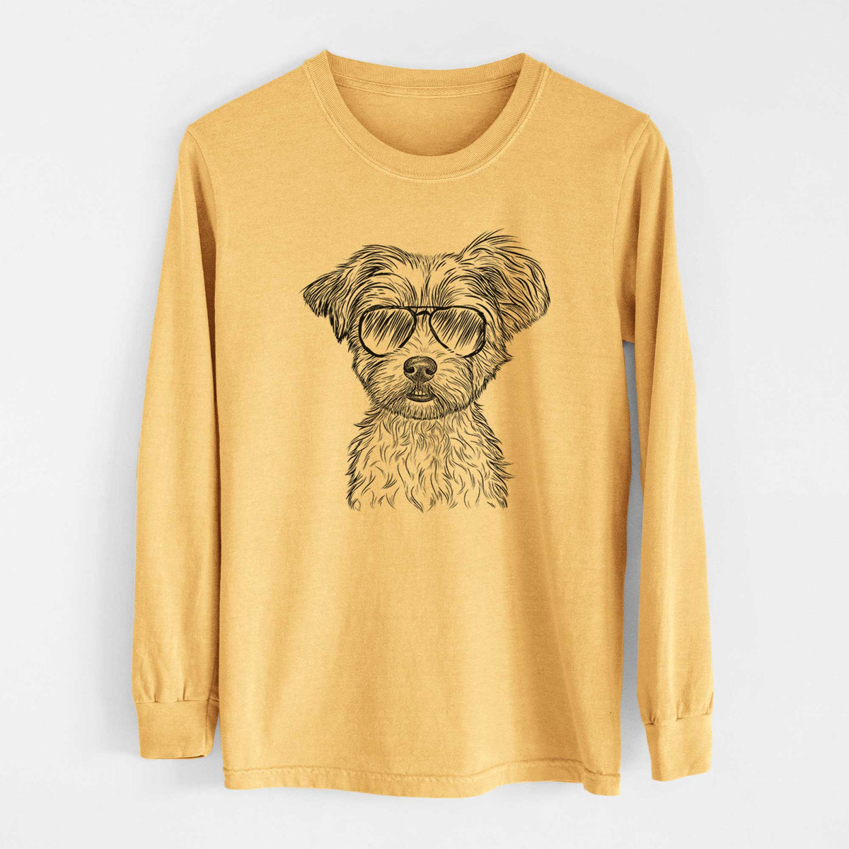 Aviators William Mitchell Newman the Yorkshire Terrier - Heavyweight 100% Cotton Long Sleeve