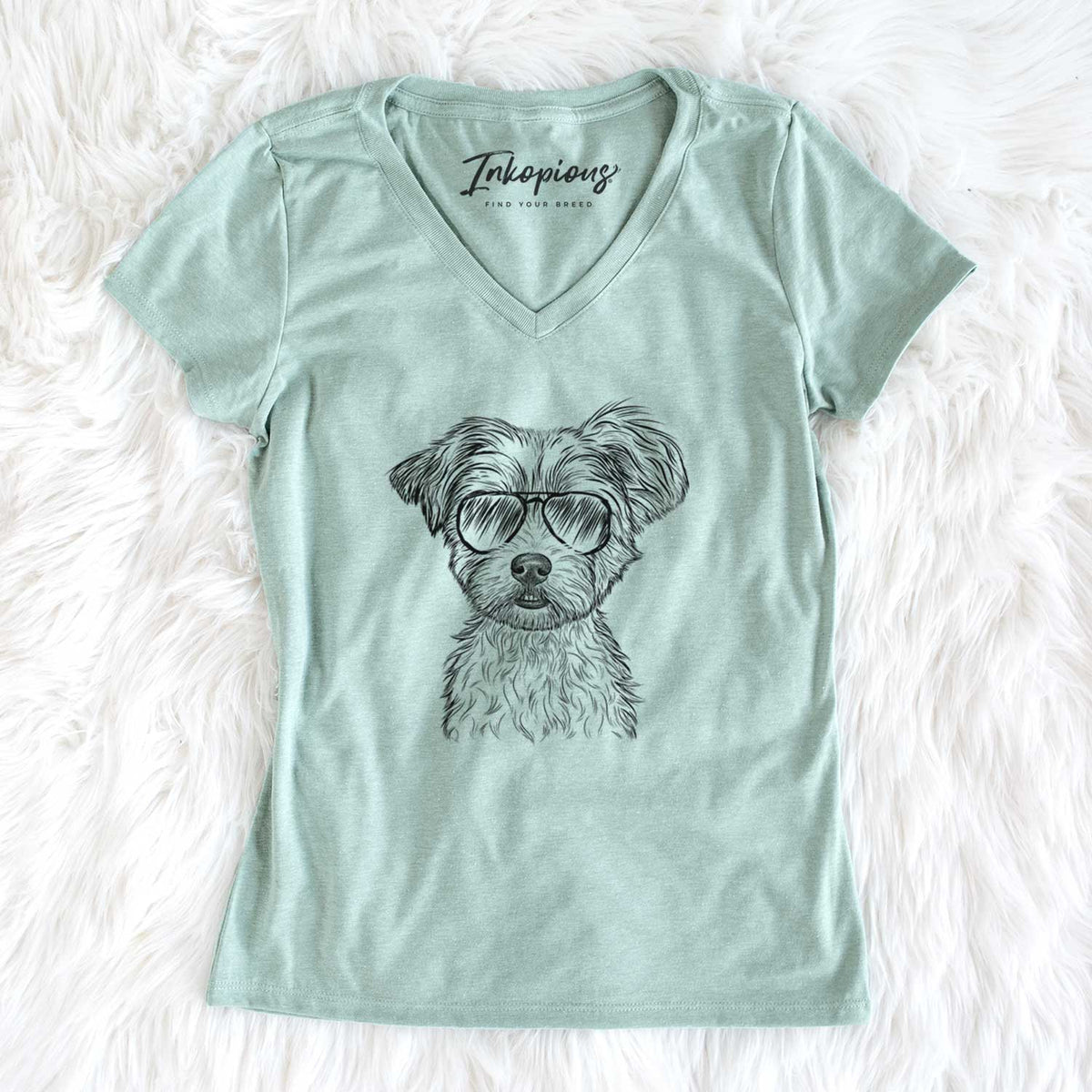 Aviator William Mitchell Newman the Yorkshire Terrier - Women's V-neck Shirt