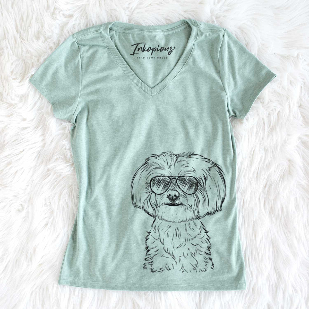 Aviator Willow the Maltese - Women's V-neck Shirt