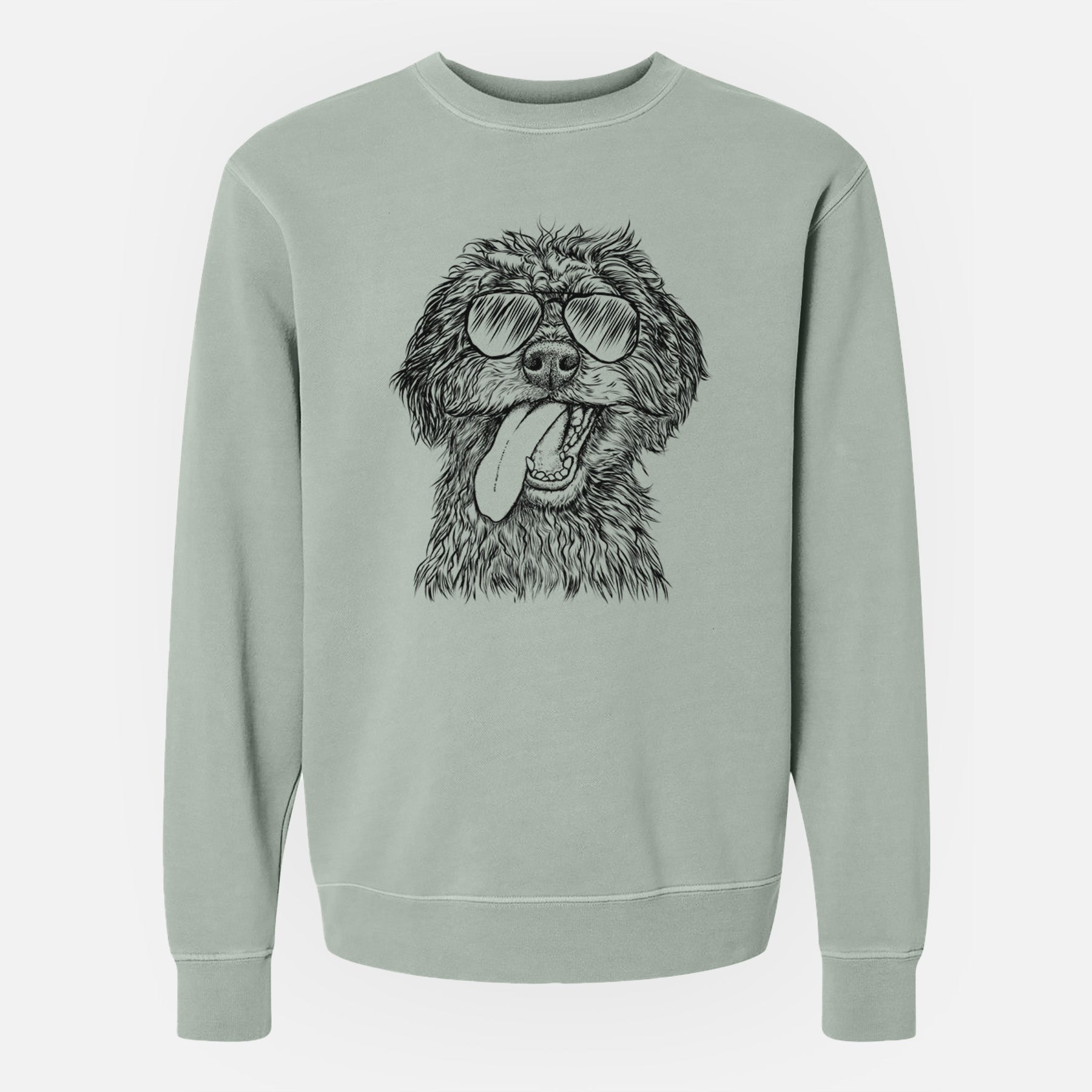 Aviator Winnie the Mini Aussiedoodle - Unisex Pigment Dyed Crew Sweatshirt