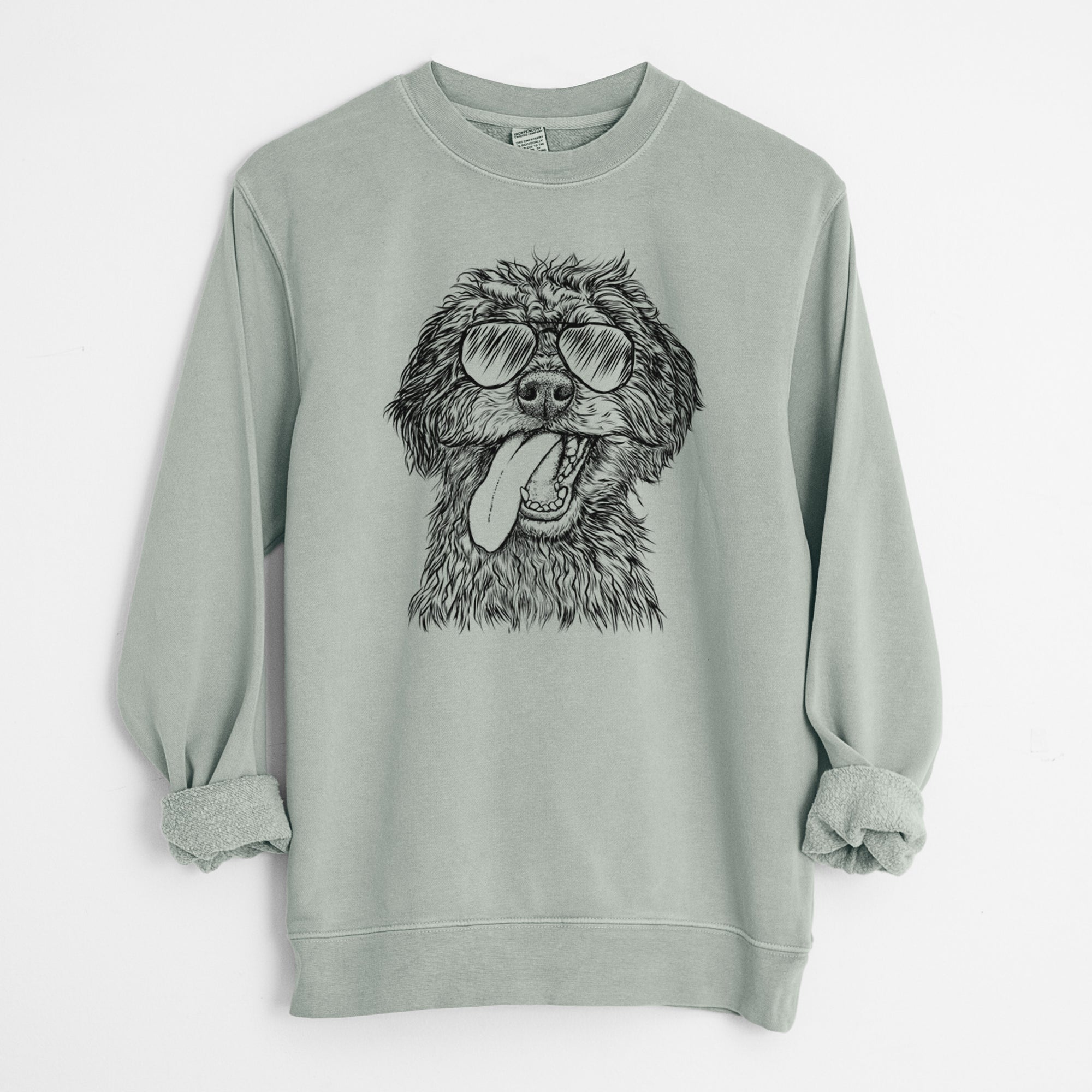 Aviator Winnie the Mini Aussiedoodle - Unisex Pigment Dyed Crew Sweatshirt