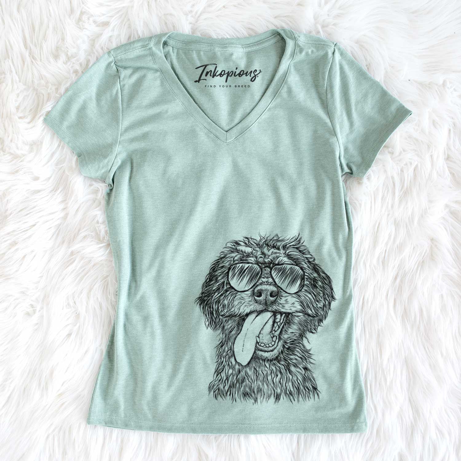 Aviator Winnie the Mini Aussiedoodle - Women's V-neck Shirt