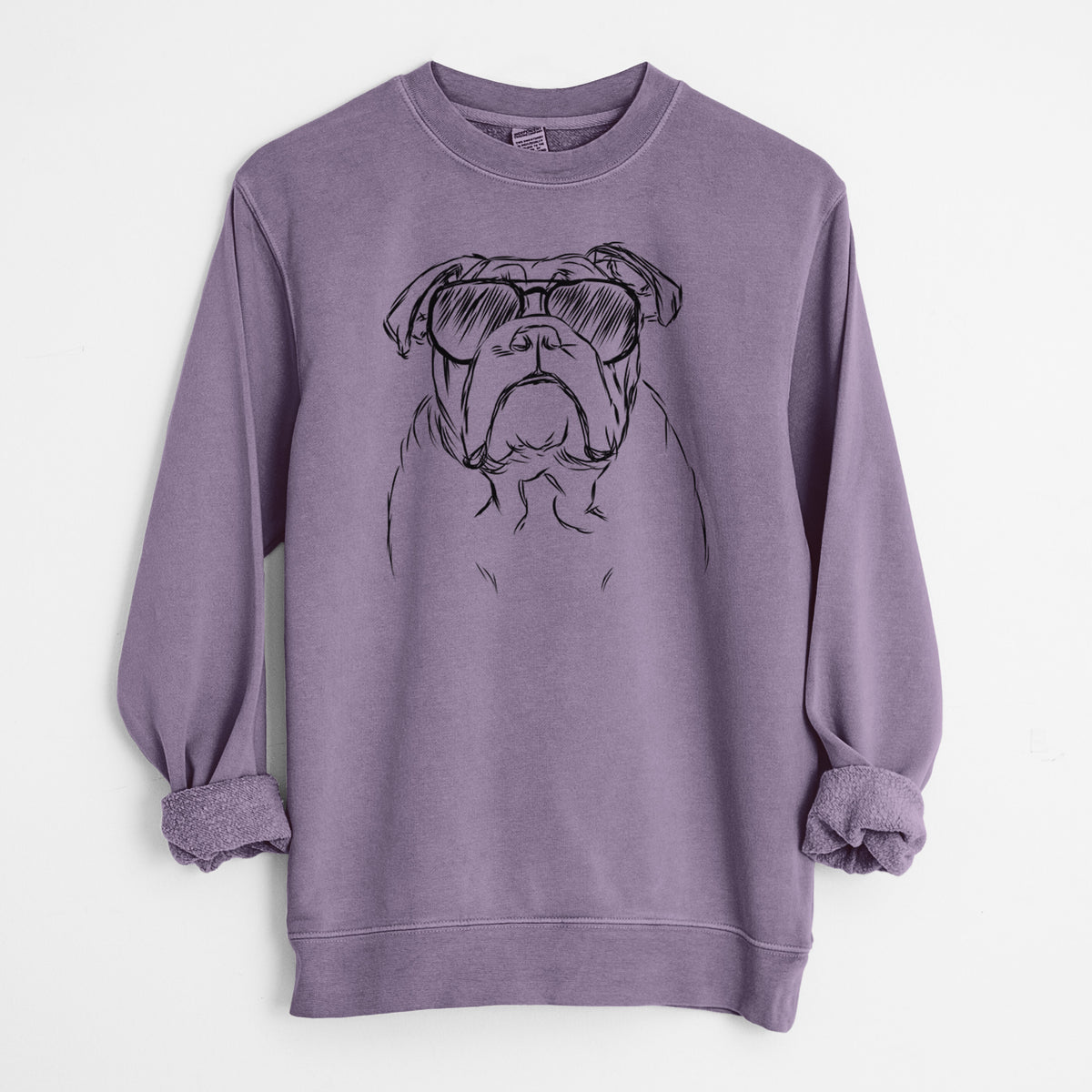 Aviator Winston the English Bulldog - Unisex Pigment Dyed Crew Sweatshirt