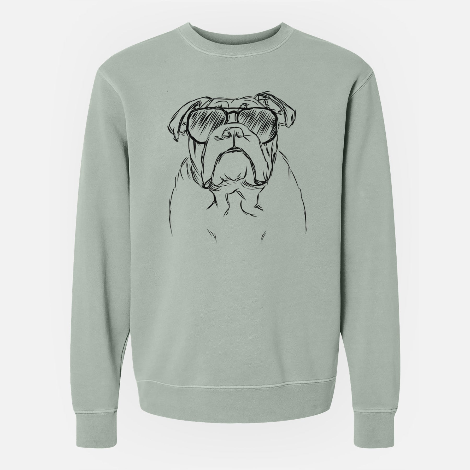 Aviator Winston the English Bulldog - Unisex Pigment Dyed Crew Sweatshirt