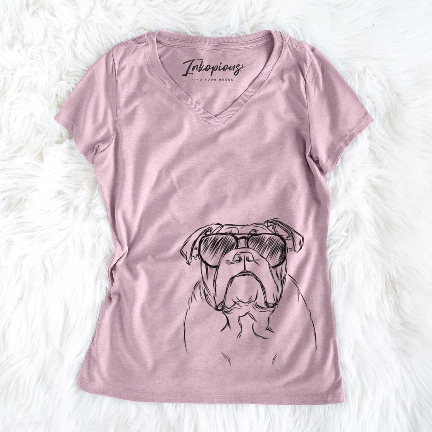 Winston the English Bulldog - Women's V-neck Shirt