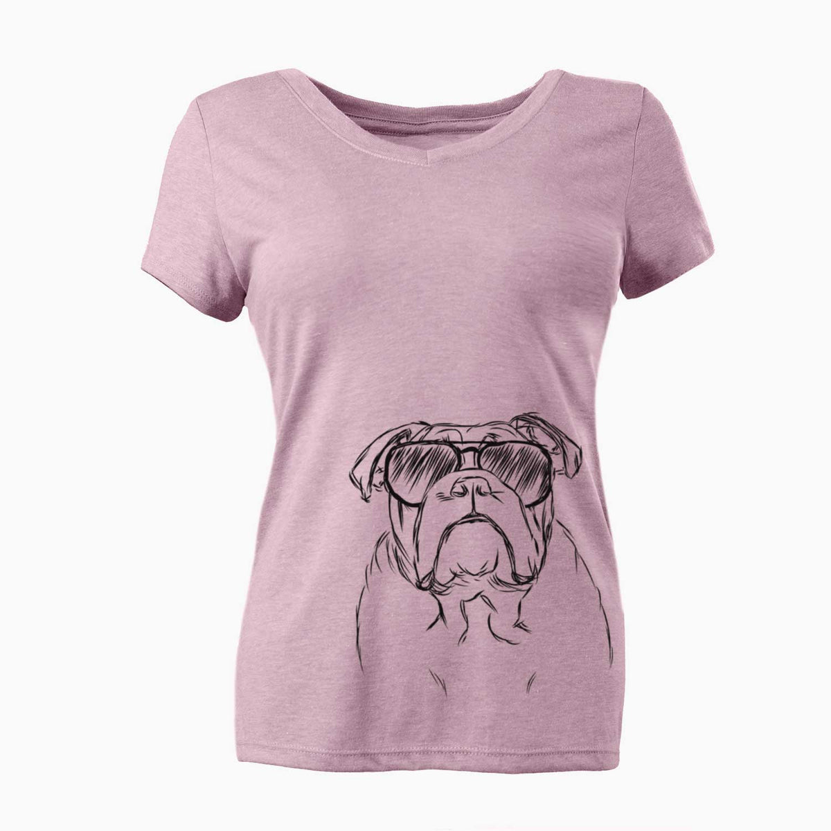 Aviator Winston the English Bulldog - Women's V-neck Shirt