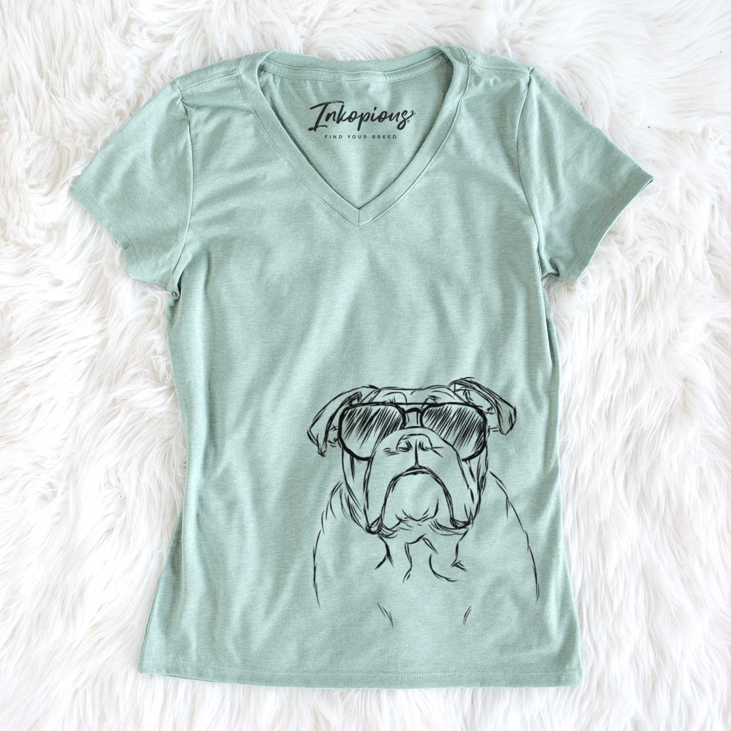 Winston the English Bulldog - Women's V-neck Shirt