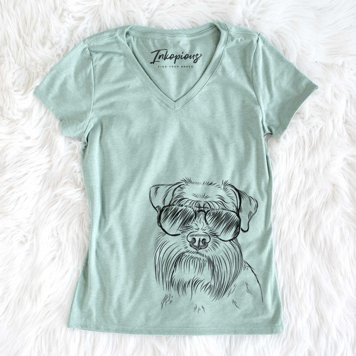 Aviator Wrigley the Schnauzer - Women's V-neck Shirt