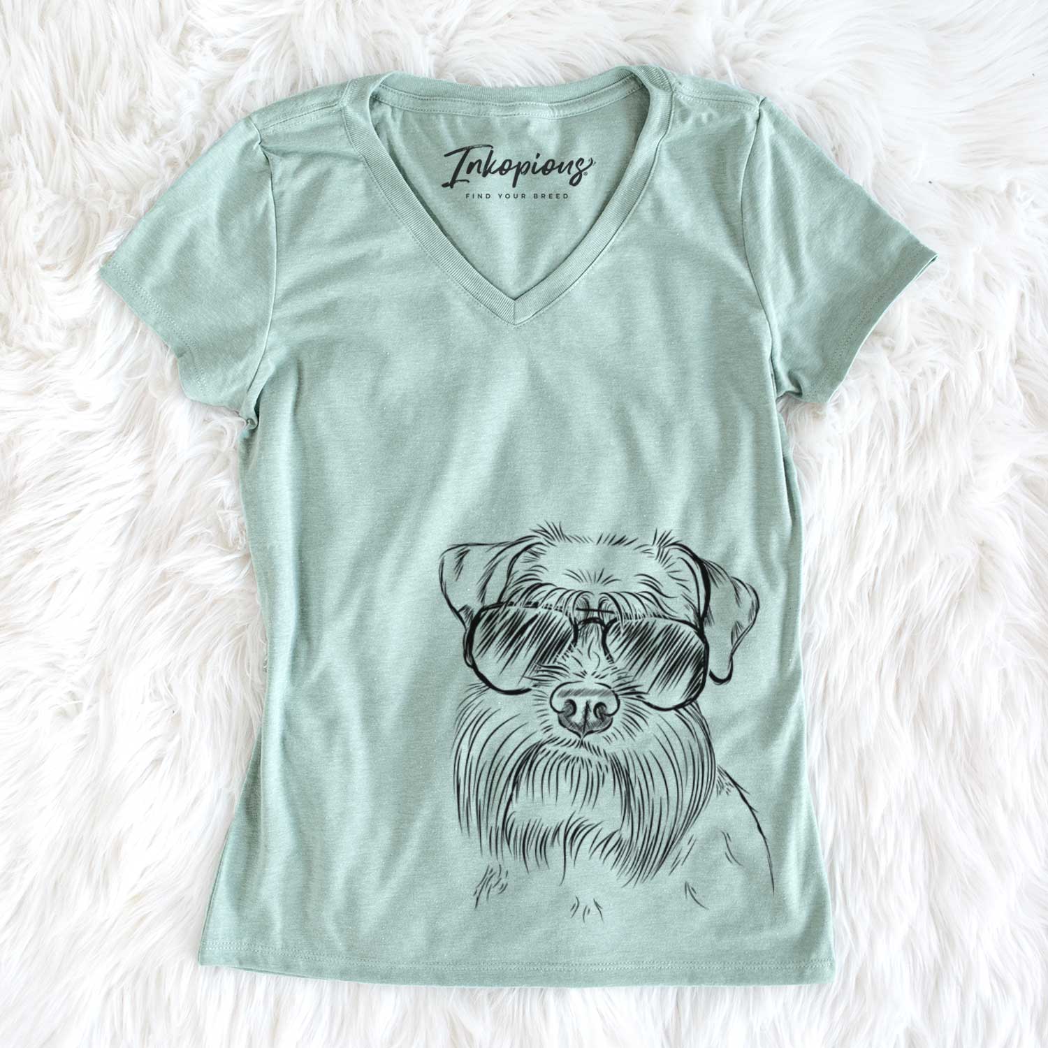 Aviator Wrigley the Schnauzer - Women's V-neck Shirt