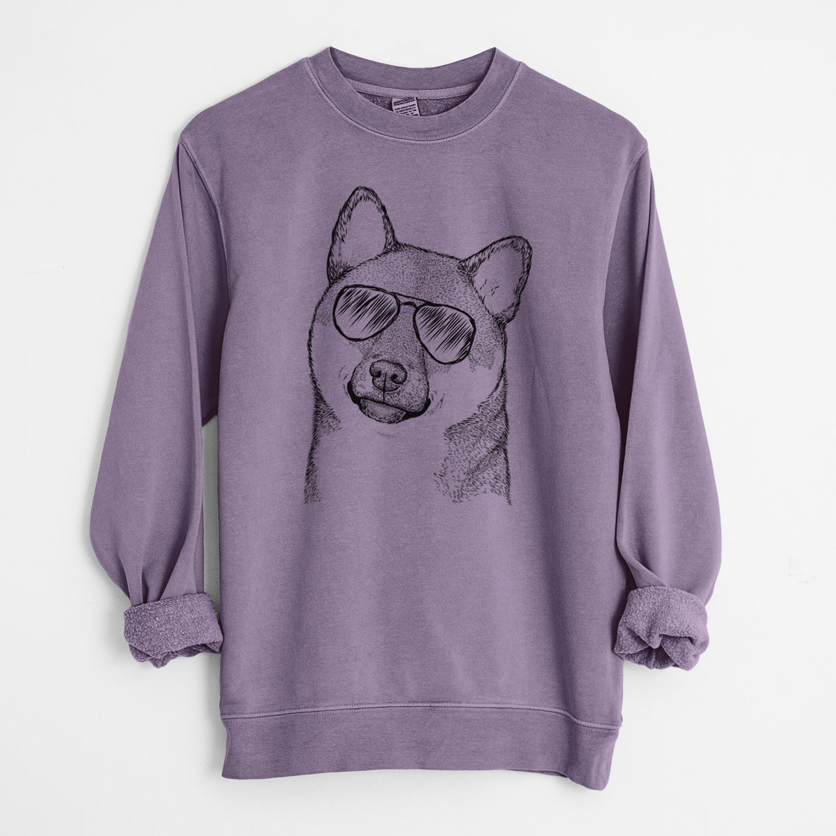 Aviator Yakuza the Shiba Inu - Unisex Pigment Dyed Crew Sweatshirt