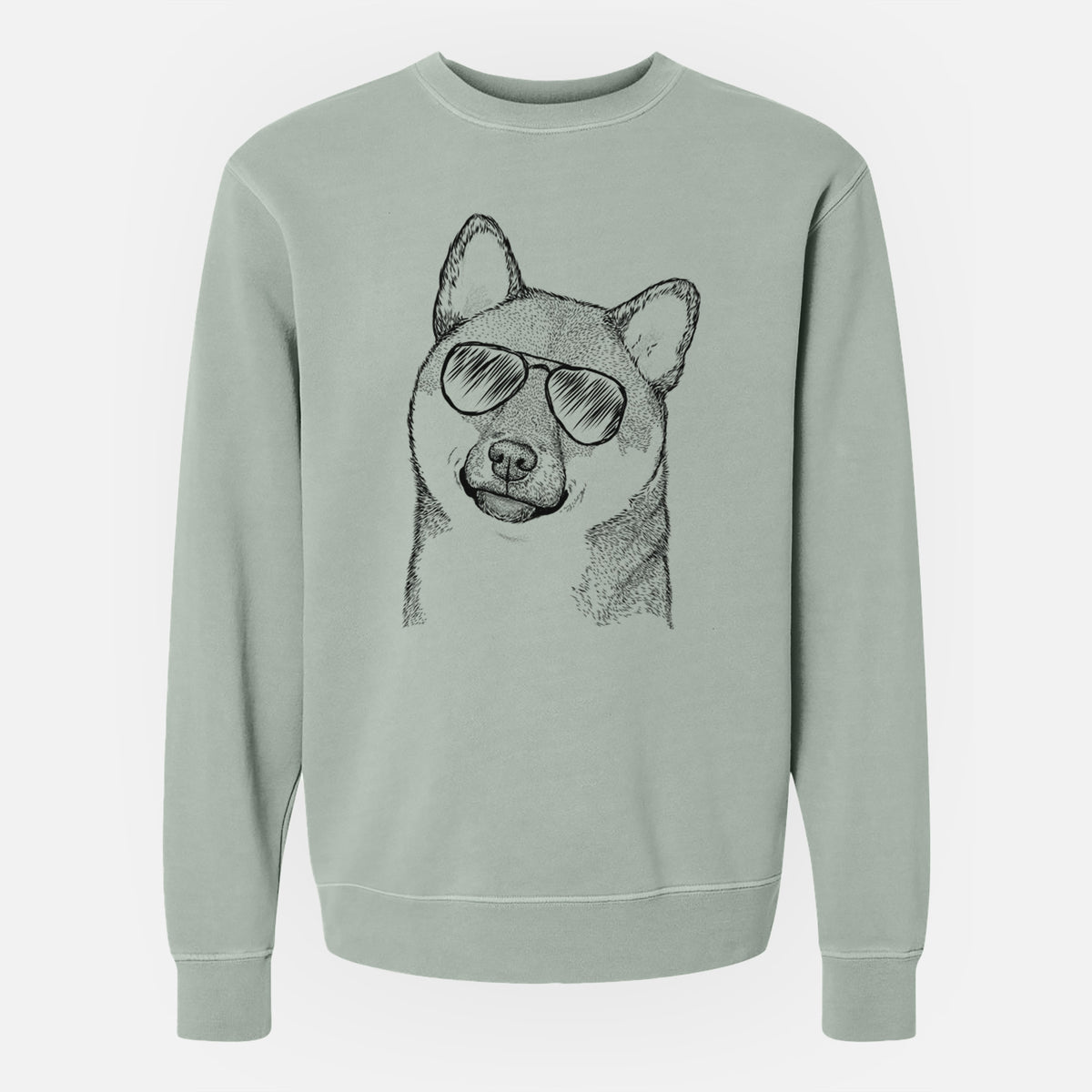 Aviator Yakuza the Shiba Inu - Unisex Pigment Dyed Crew Sweatshirt
