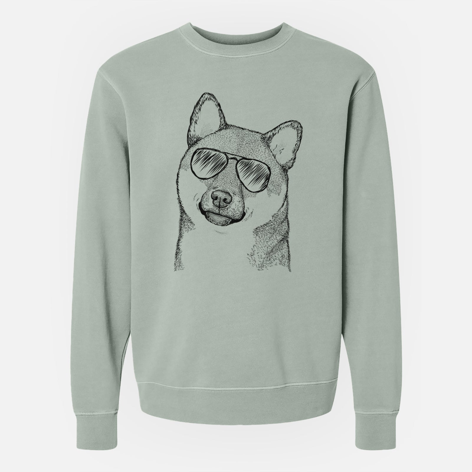 Aviator Yakuza the Shiba Inu - Unisex Pigment Dyed Crew Sweatshirt