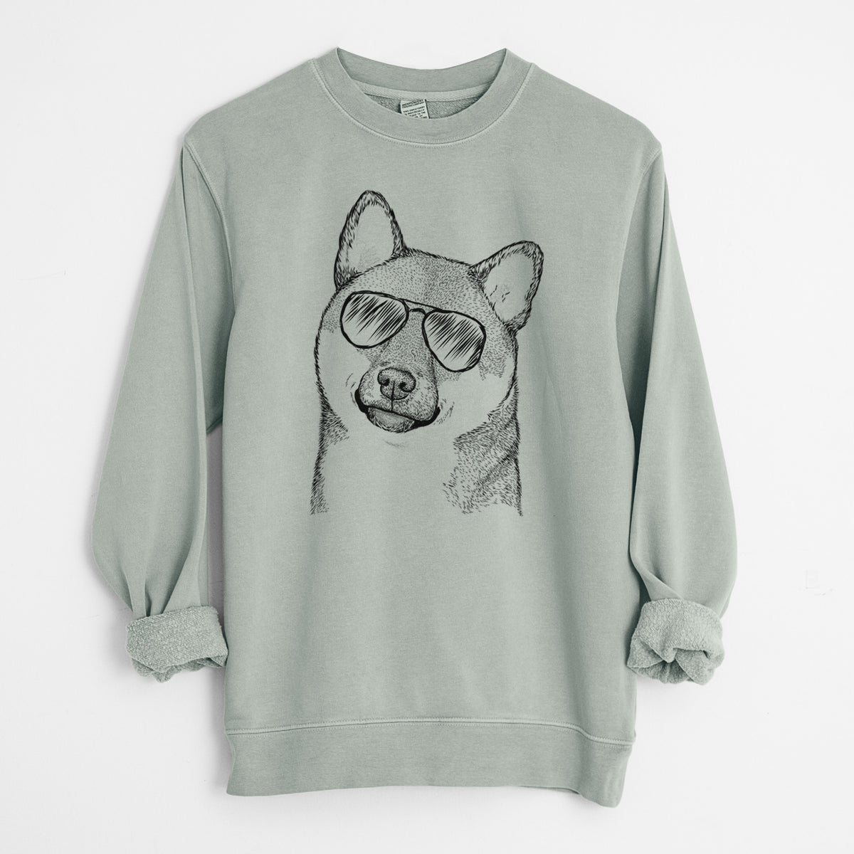 Aviator Yakuza the Shiba Inu - Unisex Pigment Dyed Crew Sweatshirt