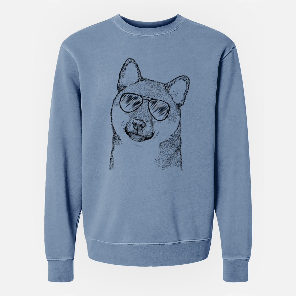 Aviator Yakuza the Shiba Inu - Unisex Pigment Dyed Crew Sweatshirt