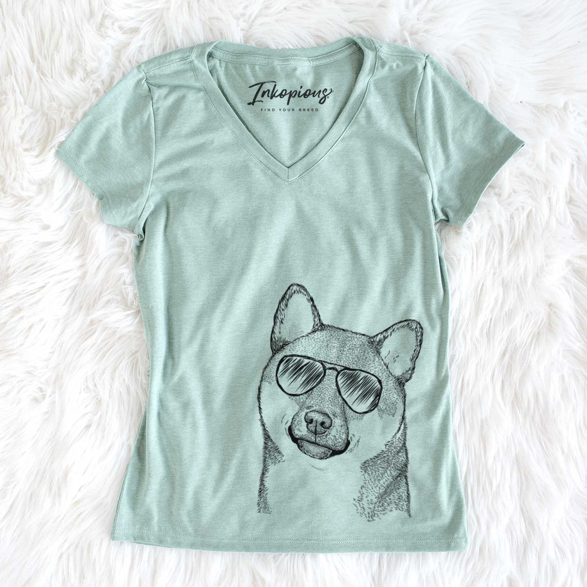 Aviator Yakuza the Shiba Inu - Women's V-neck Shirt