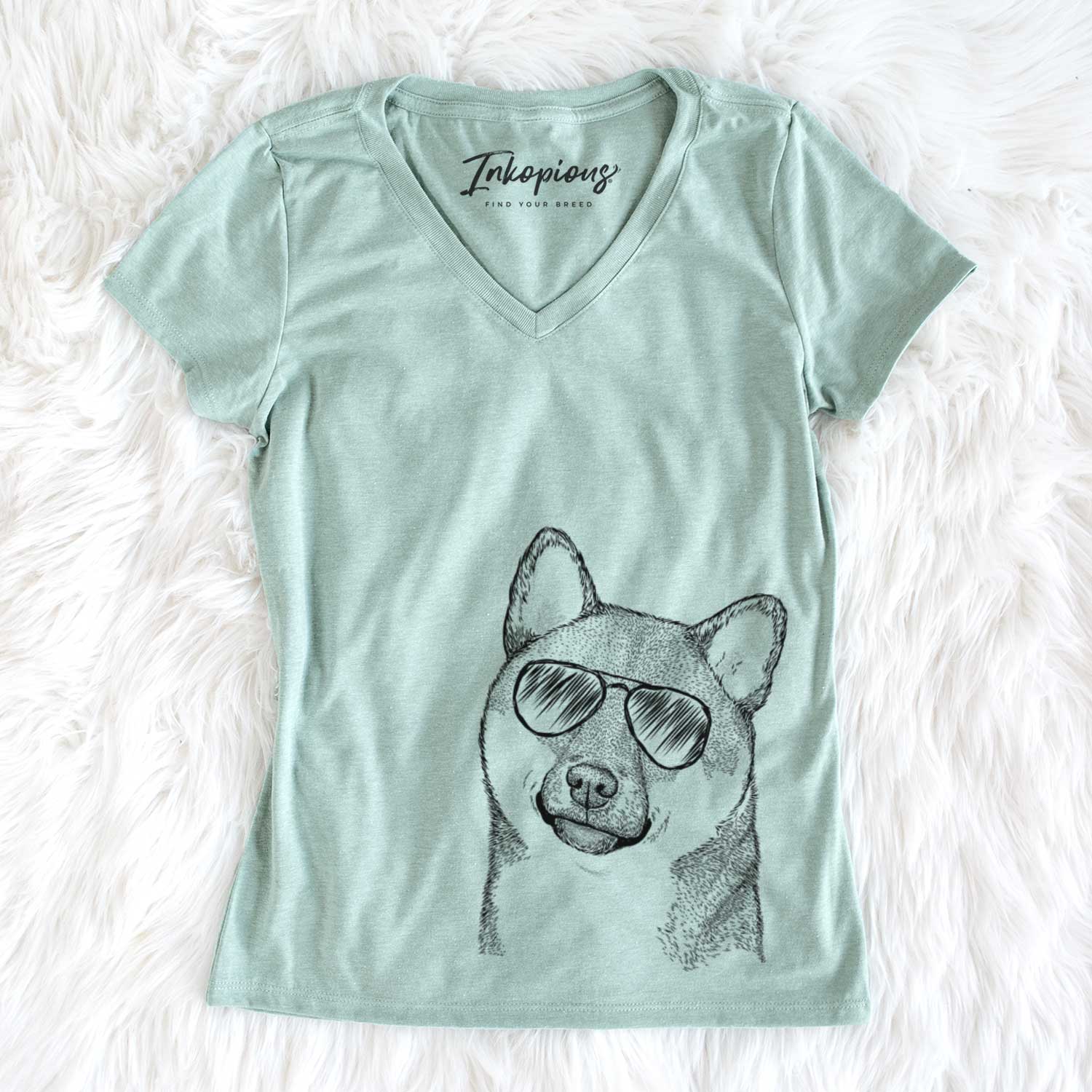 Aviator Yakuza the Shiba Inu - Women's V-neck Shirt
