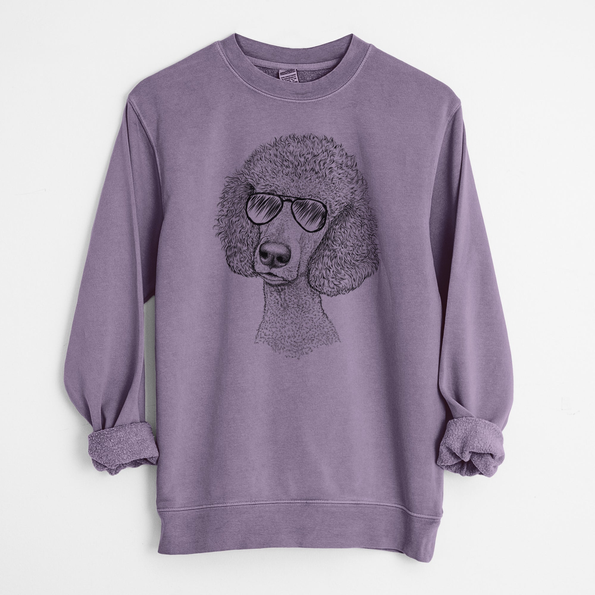 Aviator Yuki the Poodle - Unisex Pigment Dyed Crew Sweatshirt