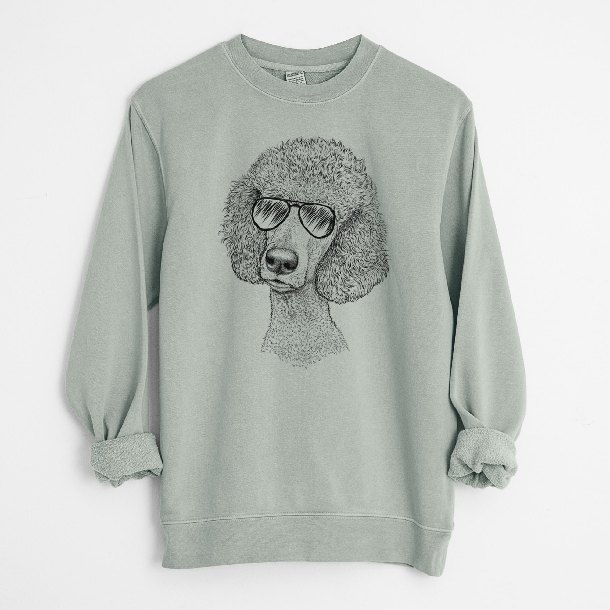 Aviator Yuki the Poodle - Unisex Pigment Dyed Crew Sweatshirt