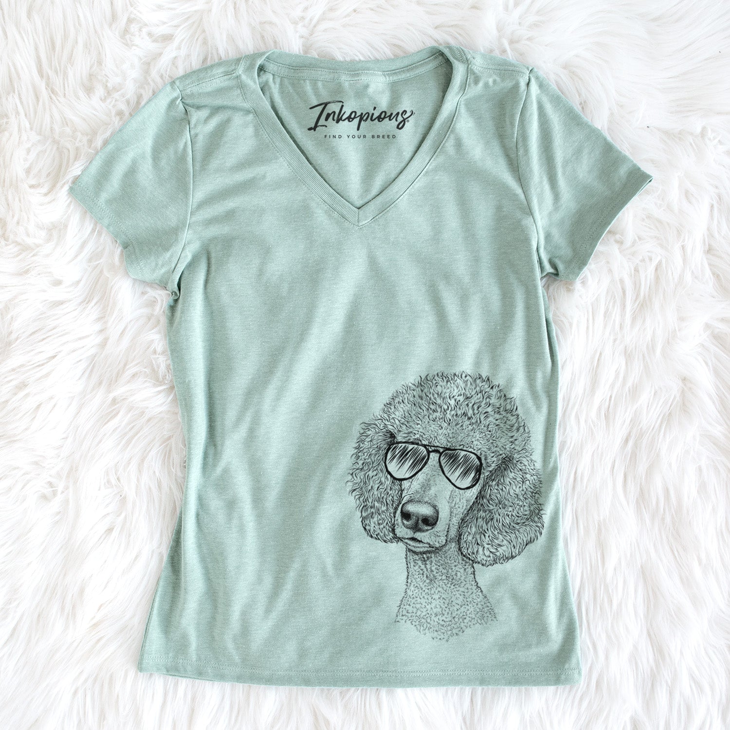 Aviator Yuki the Poodle - Women's V-neck Shirt