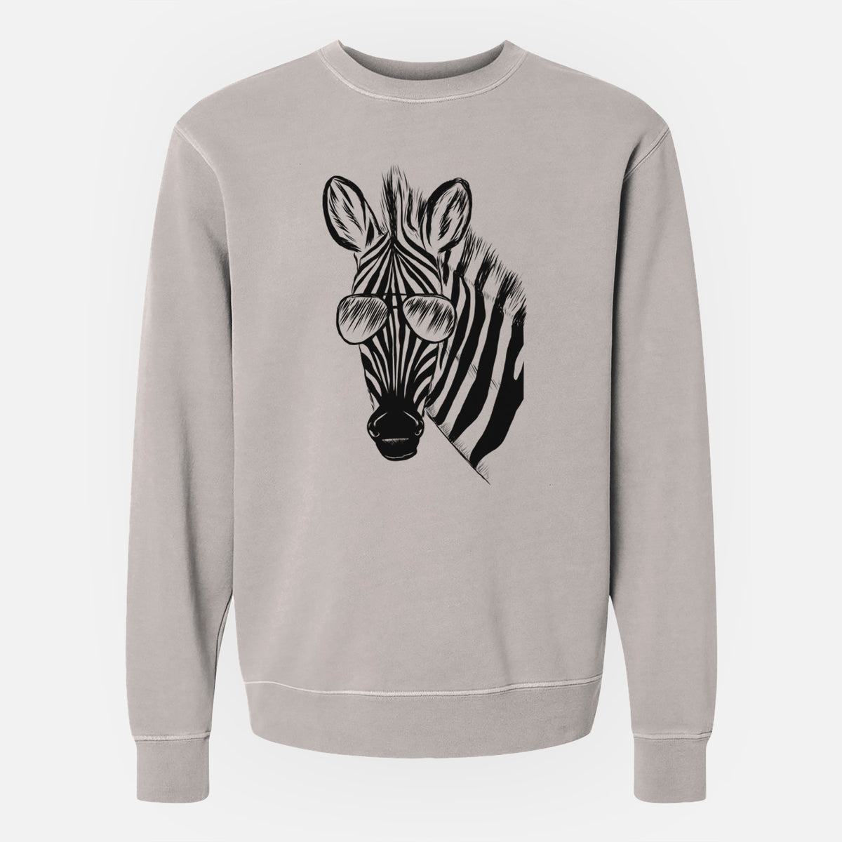 Aviator Zed the Zebra - Unisex Pigment Dyed Crew Sweatshirt
