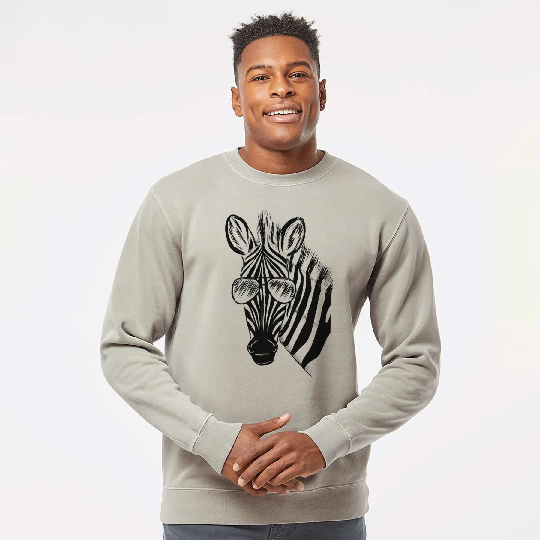 Aviator Zed the Zebra - Unisex Pigment Dyed Crew Sweatshirt