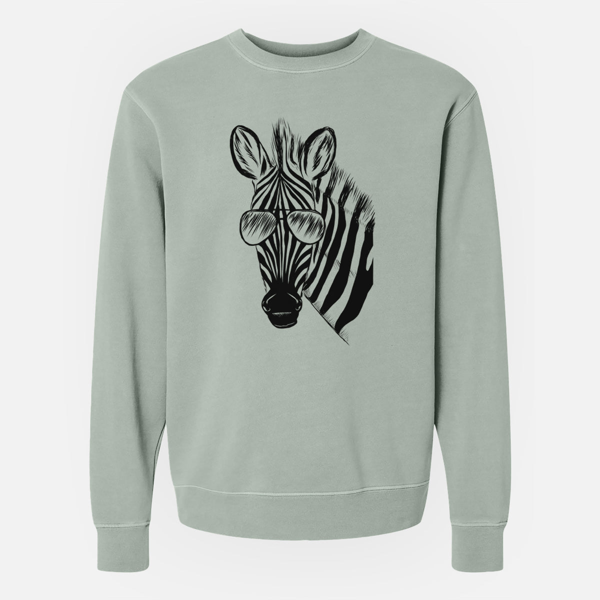 Aviator Zed the Zebra - Unisex Pigment Dyed Crew Sweatshirt