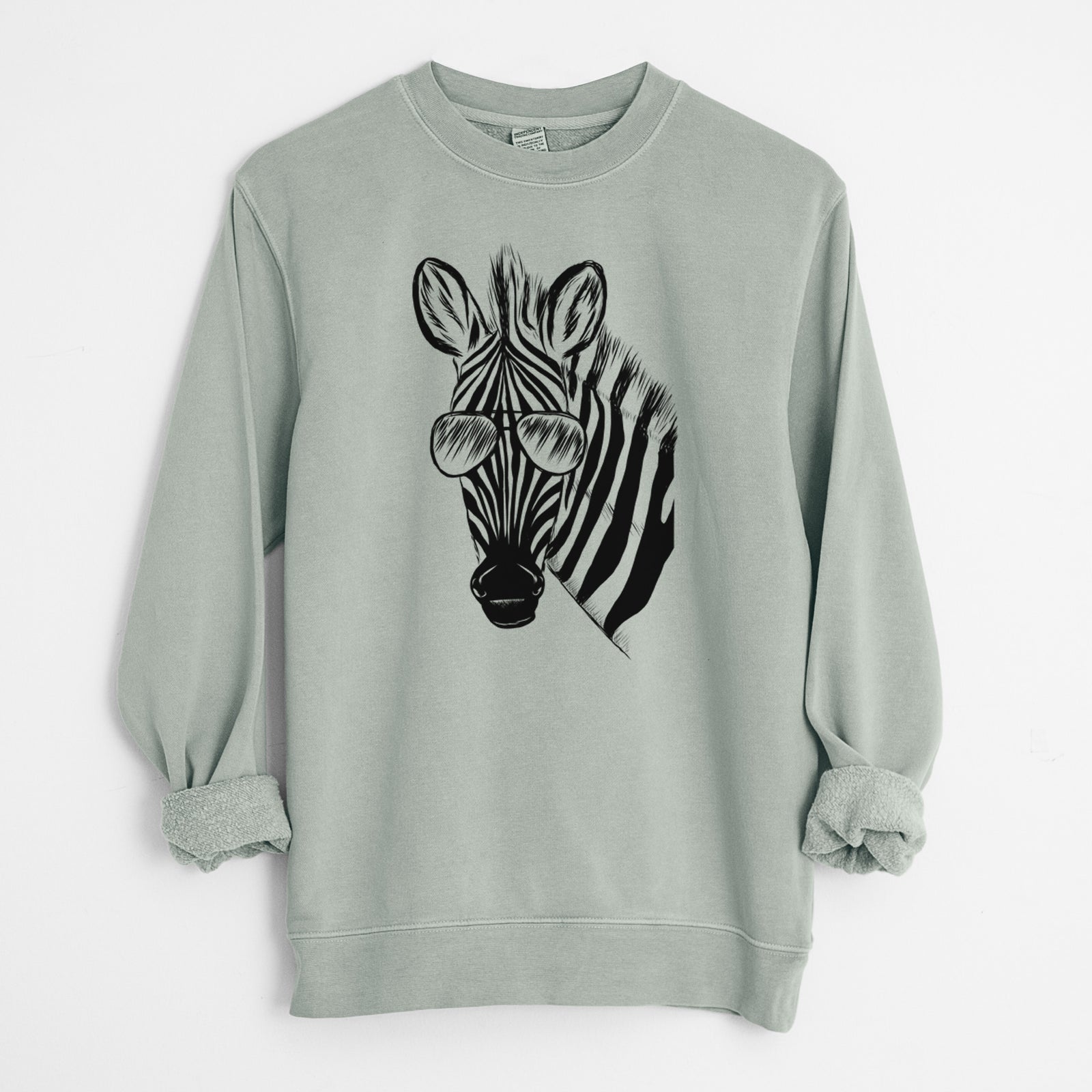 Aviator Zed the Zebra - Unisex Pigment Dyed Crew Sweatshirt