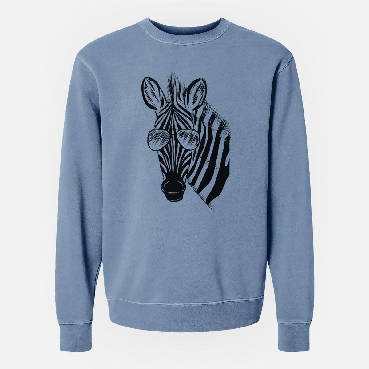 Aviator Zed the Zebra - Unisex Pigment Dyed Crew Sweatshirt