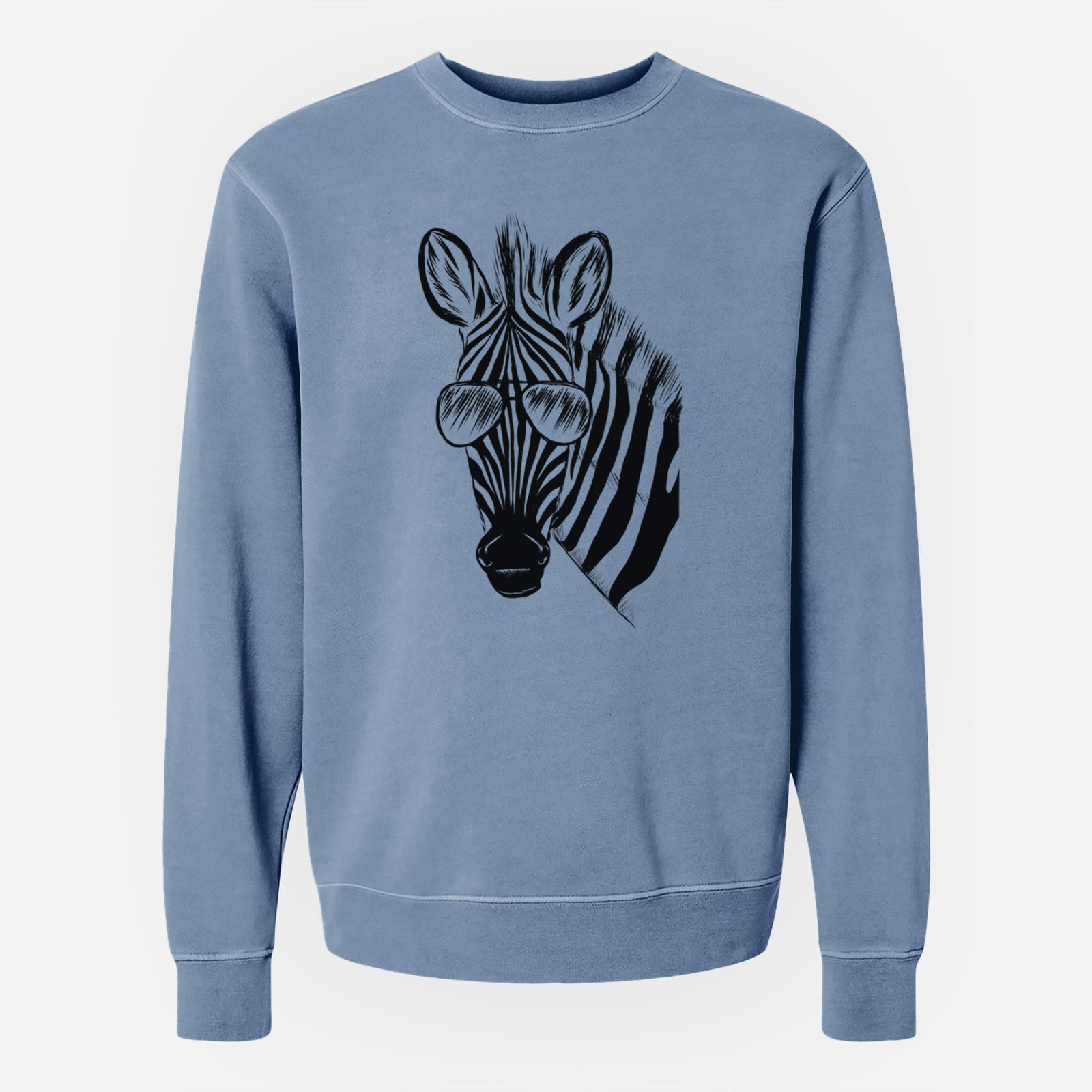 Aviator Zed the Zebra - Unisex Pigment Dyed Crew Sweatshirt