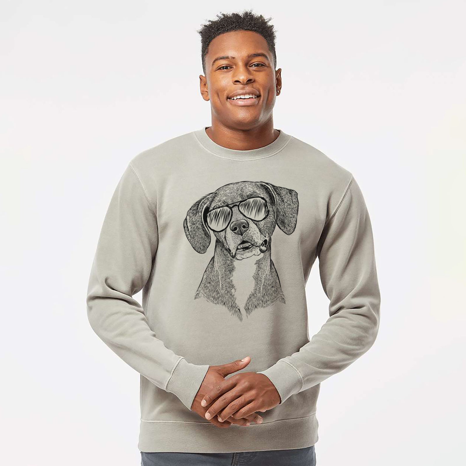 Aviator Zeena the Plott Hound Mix - Unisex Pigment Dyed Crew Sweatshirt