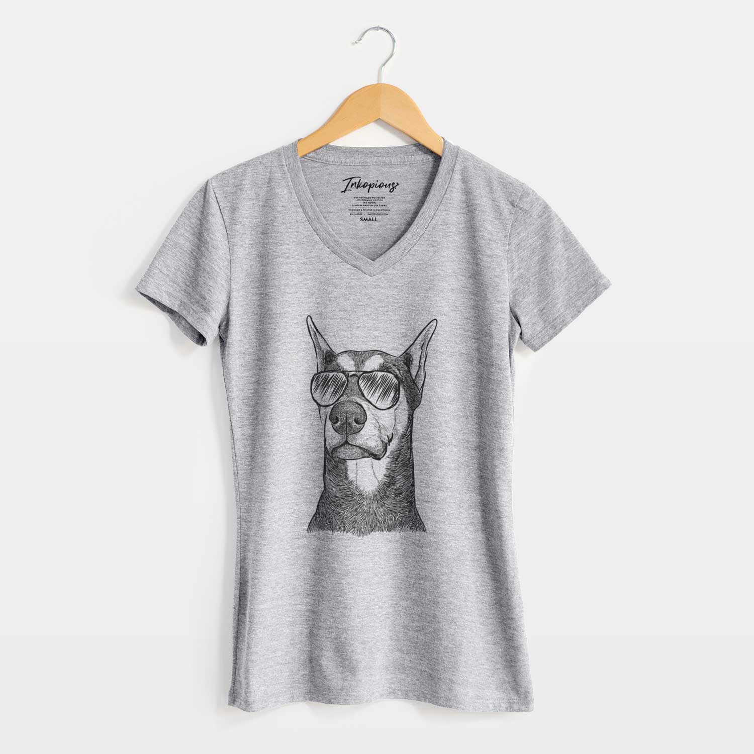 Aviator Zeus the Doberman Pinscher - Women's V-neck Shirt