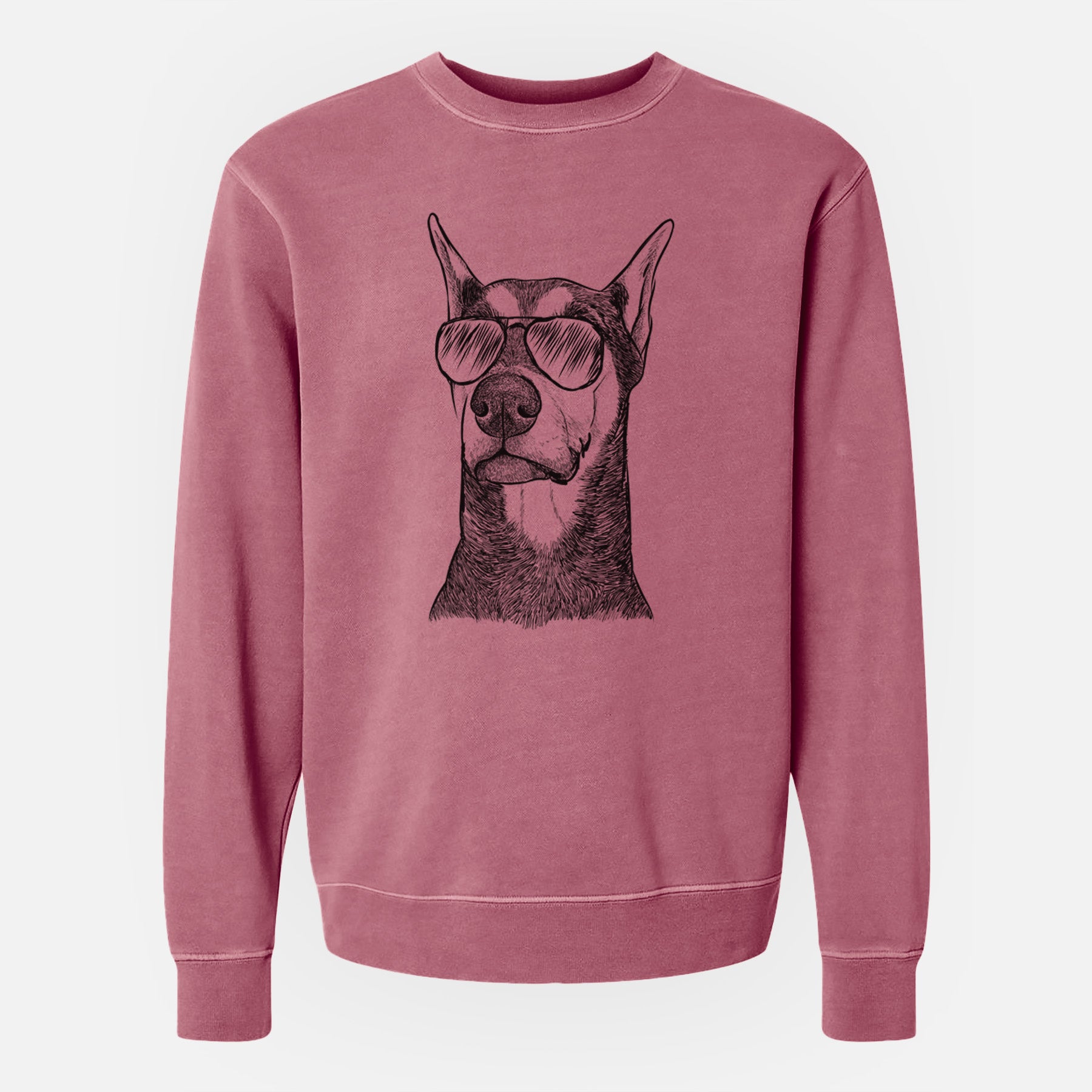 Aviator Zeus the Doberman Pinscher - Unisex Pigment Dyed Crew Sweatshirt