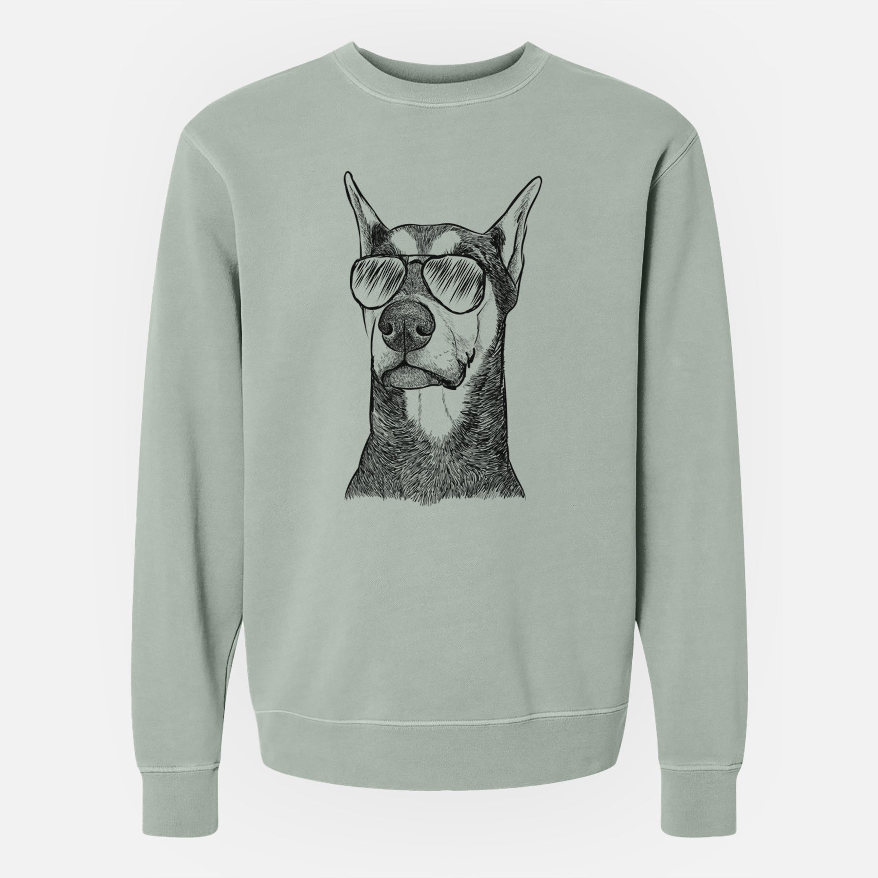 Aviator Zeus the Doberman Pinscher - Unisex Pigment Dyed Crew Sweatshirt