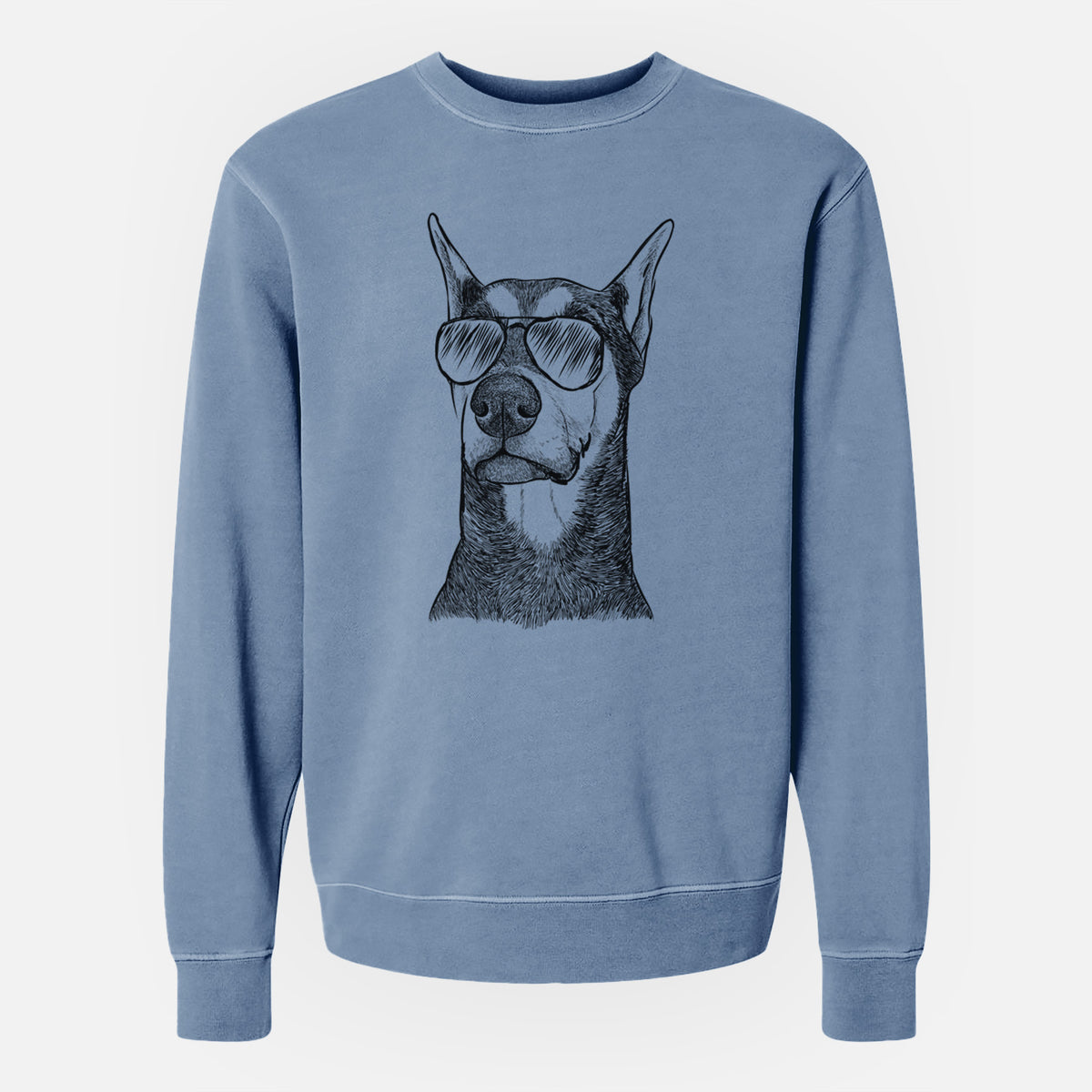 Aviator Zeus the Doberman Pinscher - Unisex Pigment Dyed Crew Sweatshirt