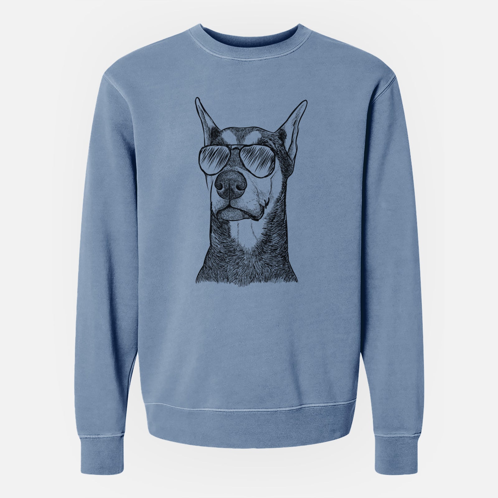 Aviator Zeus the Doberman Pinscher - Unisex Pigment Dyed Crew Sweatshirt