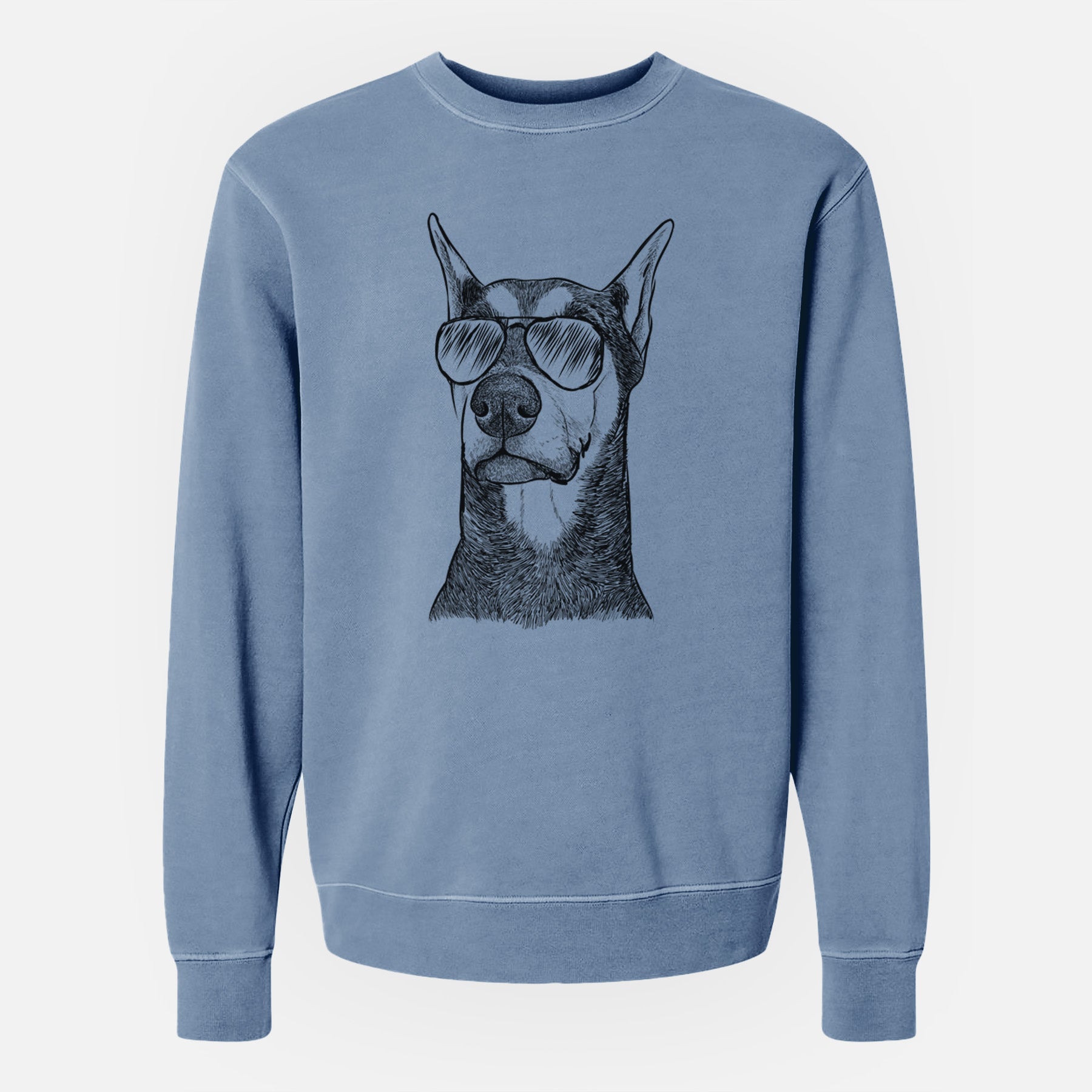 Aviator Zeus the Doberman Pinscher - Unisex Pigment Dyed Crew Sweatshirt