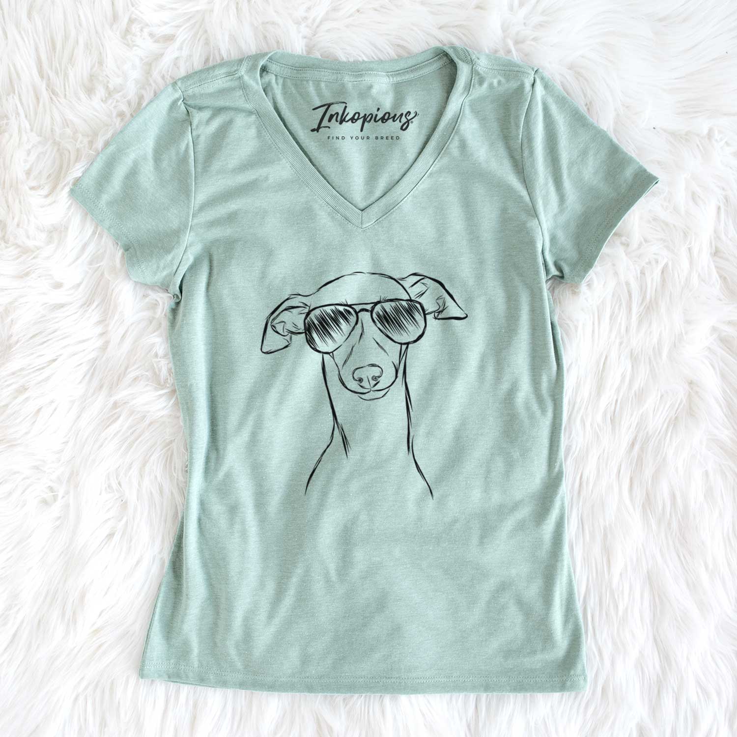 Aviator Ziggie the Italian Greyhound - Women's V-neck Shirt