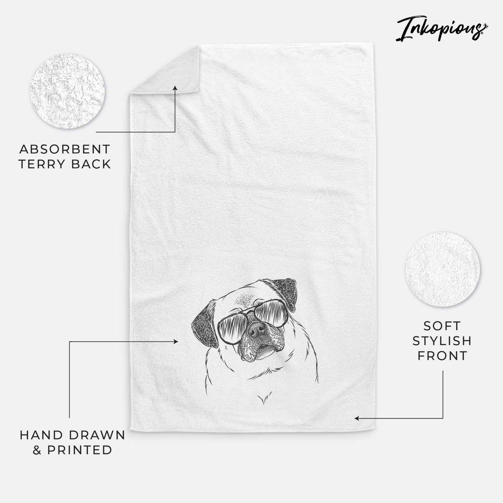 Zoey the Pug Decorative Hand Towel