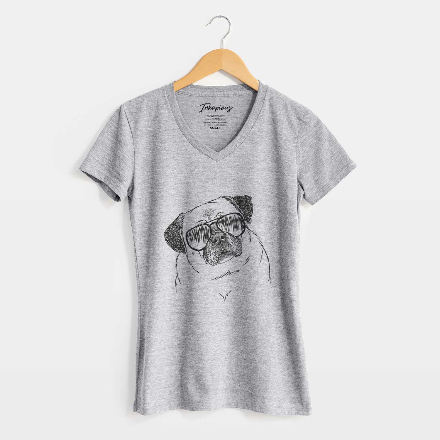 Aviator Zoey the Pug - Women's V-neck Shirt