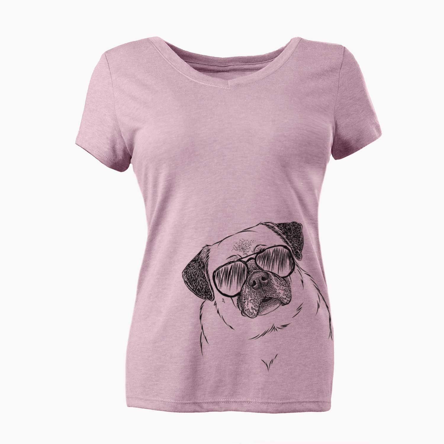 Aviator Zoey the Pug - Women's V-neck Shirt